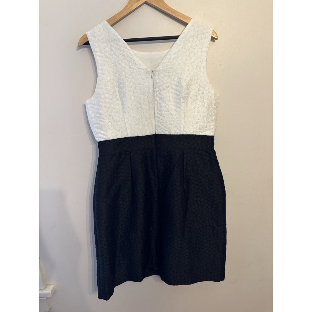 Talbots Women's White Black Colorblock Sleeveless Formal Sheath Dress Size 14P - Picture 3 of 5